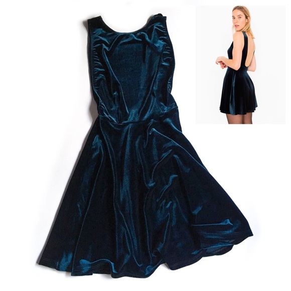 American Apparel Dresses & Skirts - Velvet Ponte Sleeveless Skater Dress Green Teal